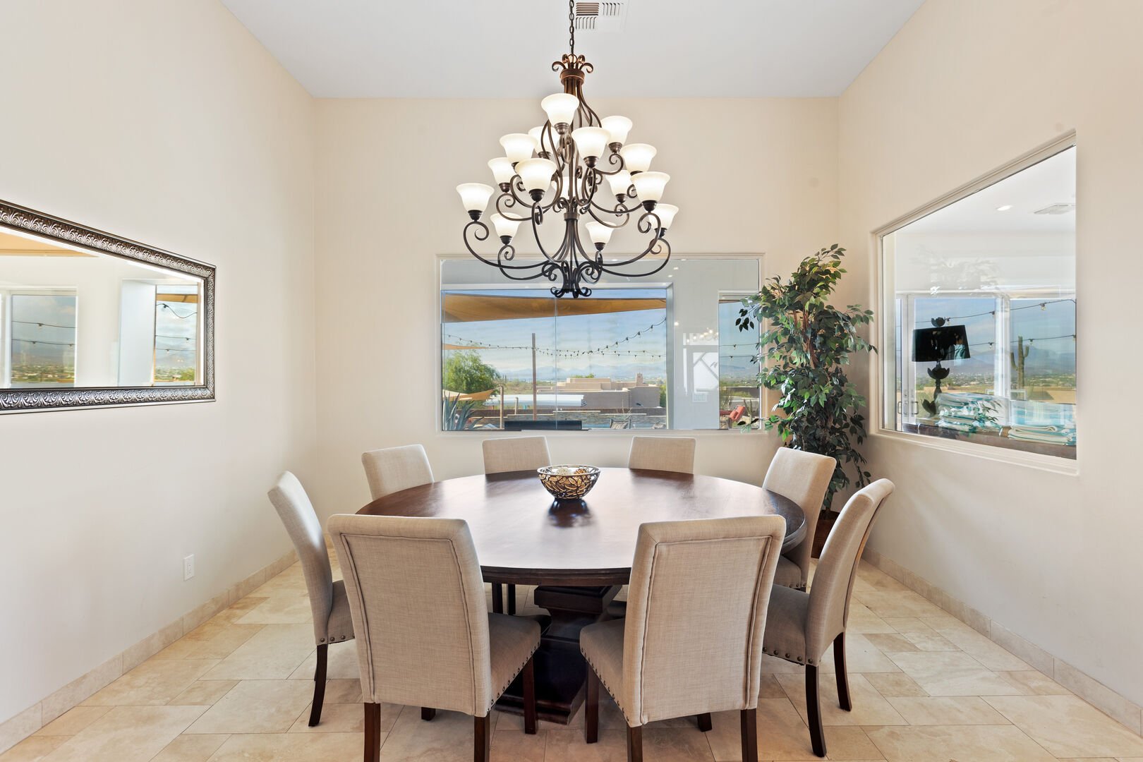 Formal Dining Area w/ Seating for 8 + 10 at Kitchen Island
