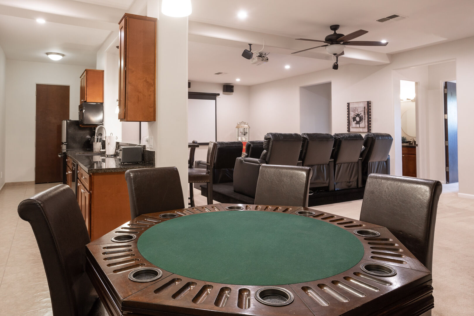 Poker Table in Theater Room