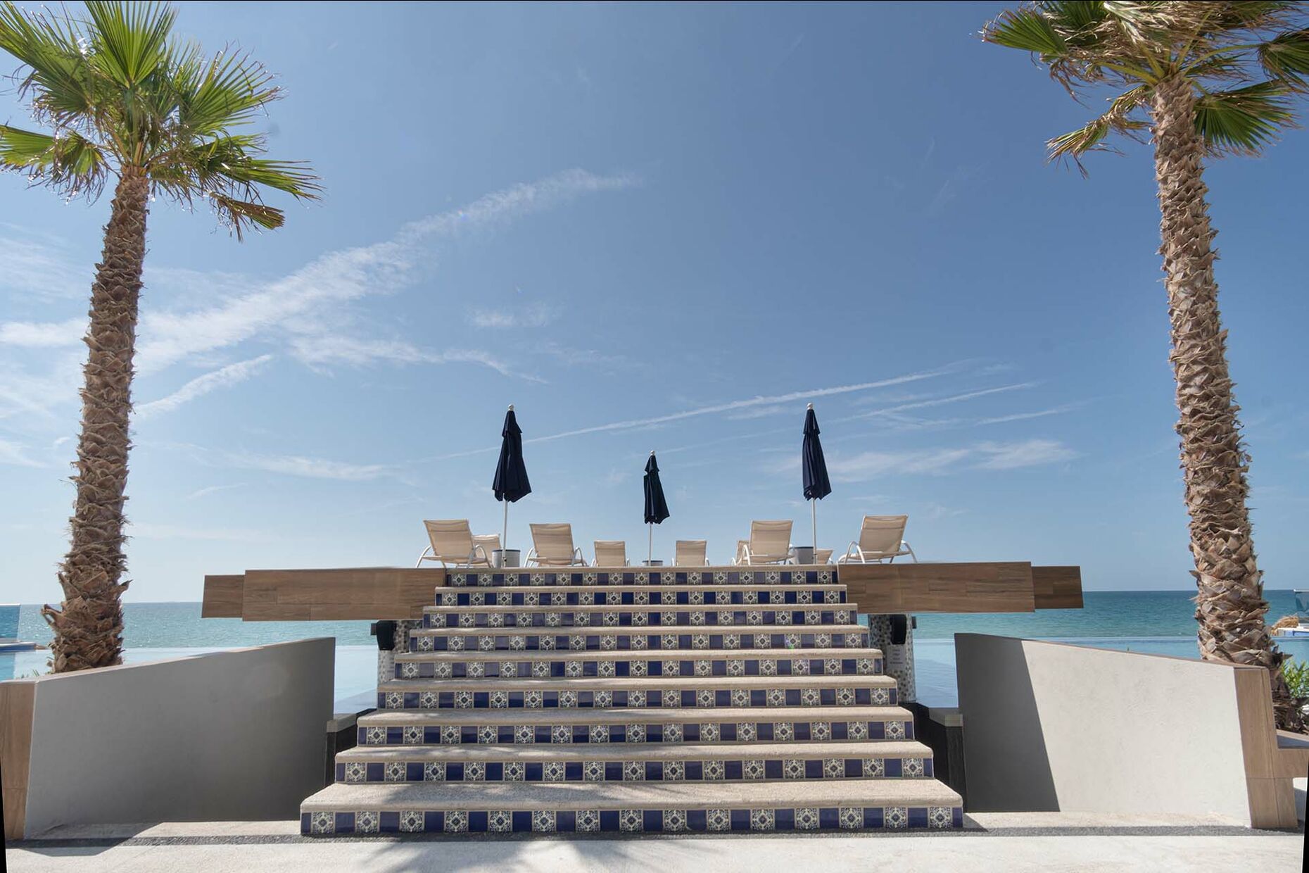 Stairs by pool area