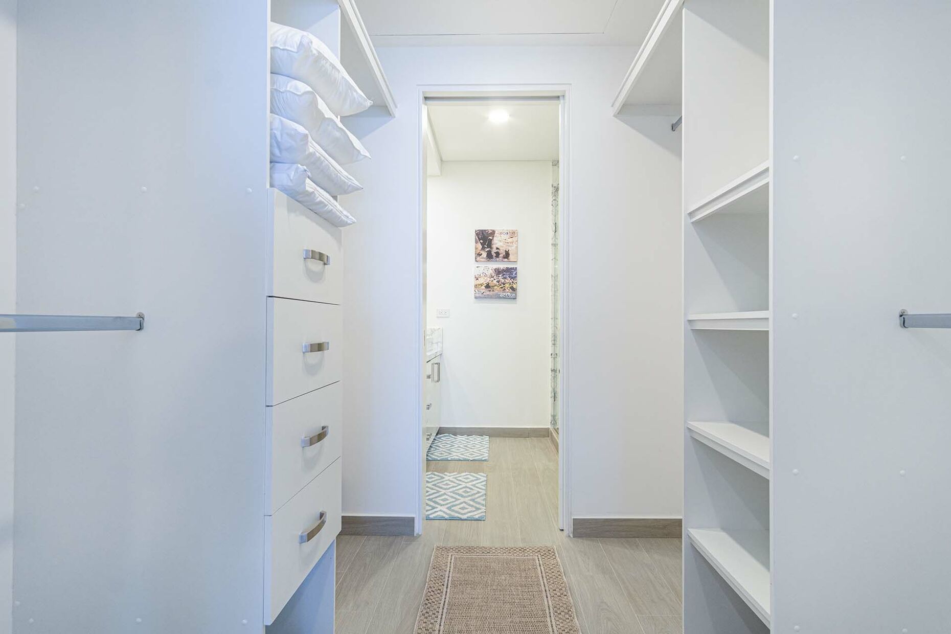 The large walk in closet of the Master Bedroom.