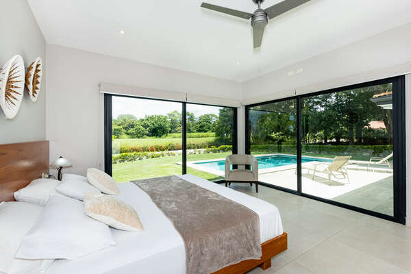 Master Bedroom 1 : Garden and Pool View, Bright and spacious