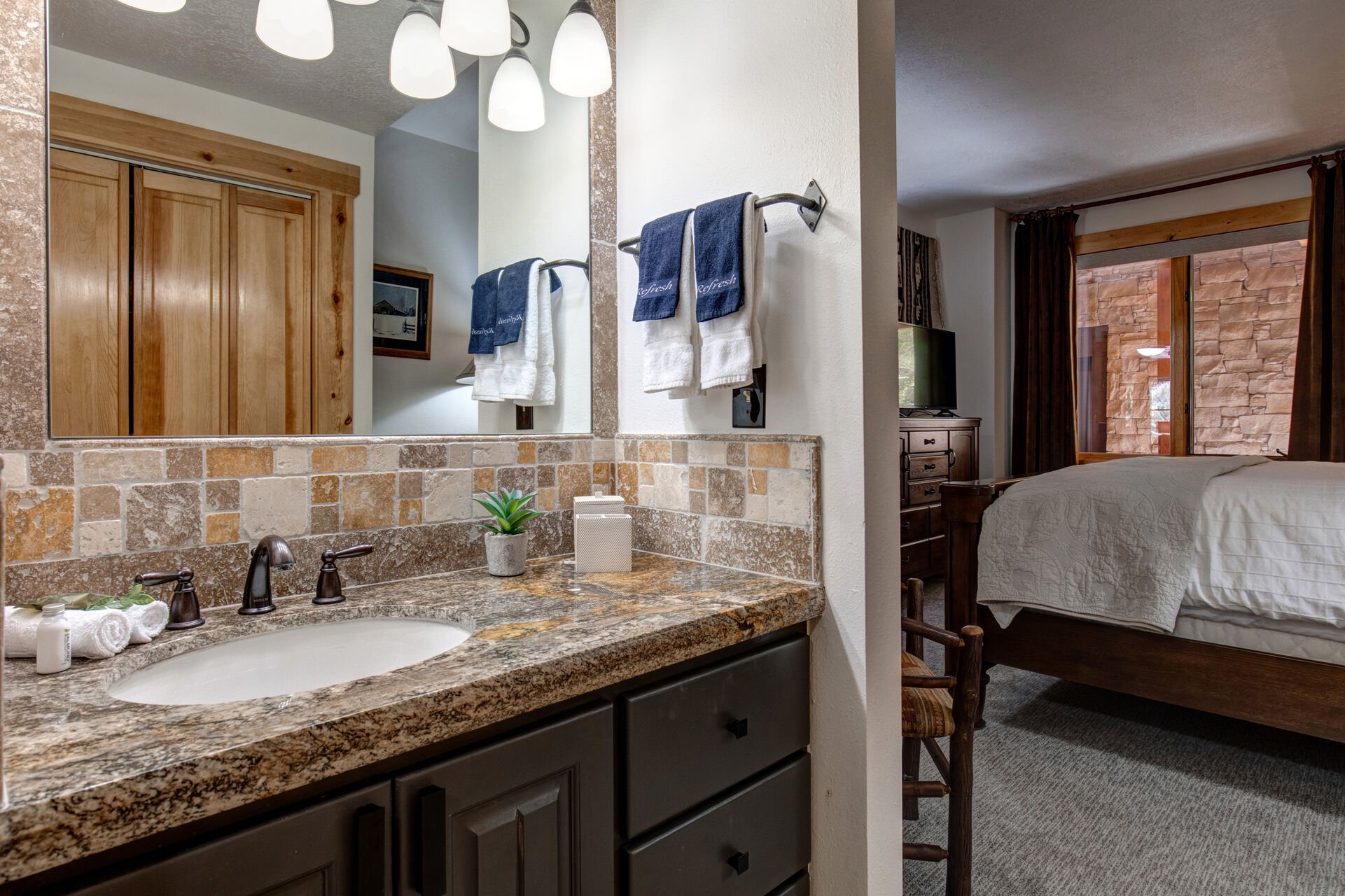 Master Bath with a Stone Counter Sink