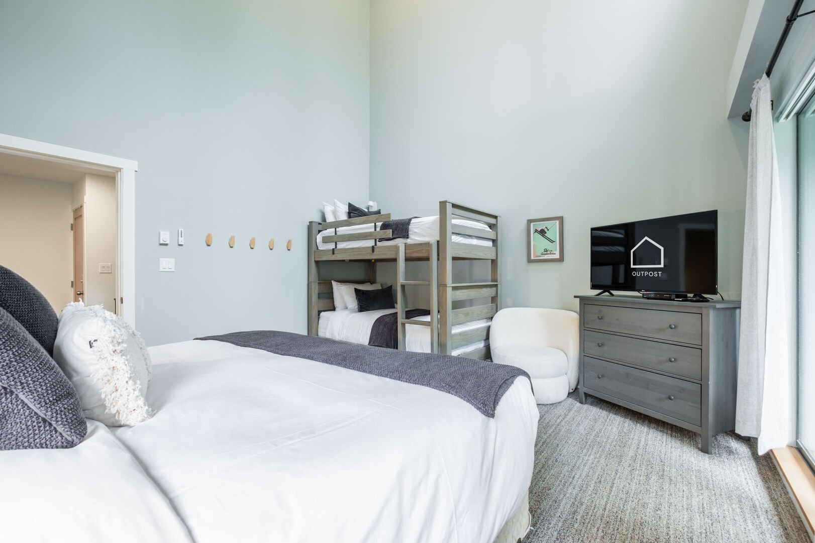 Primary bedroom: King and bunk beds Primary bedroom: King and bunk beds