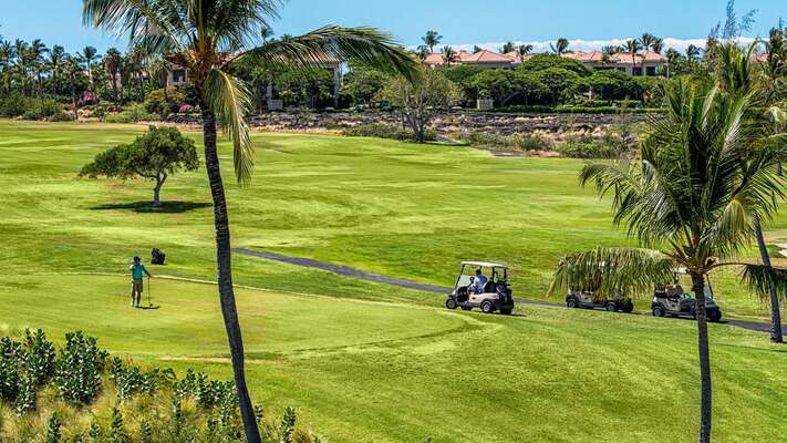 Beautiful views of the lush green golf course at Fairway Villas Waikoloa K3