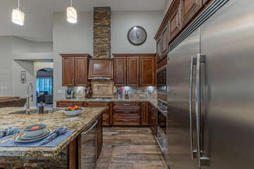 Counter space in the kitchen is ample for prepping and serving your favorite cuisine.