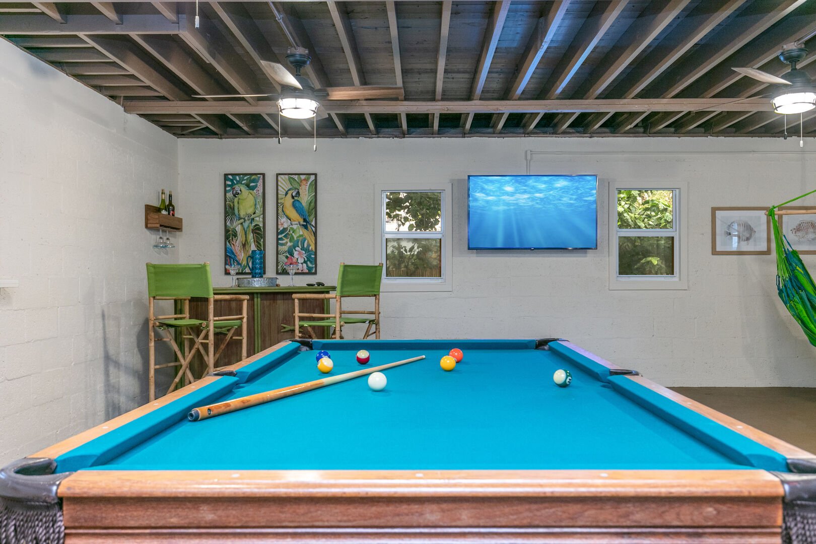 Finally there's the game room, shown here with the pool table!