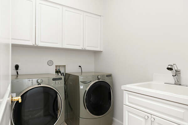 You will also find the laundry room downstairs, with both a washer and dryer.