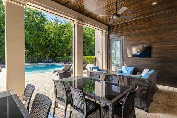 Sit on the patio and relax after a day of touring Orlando