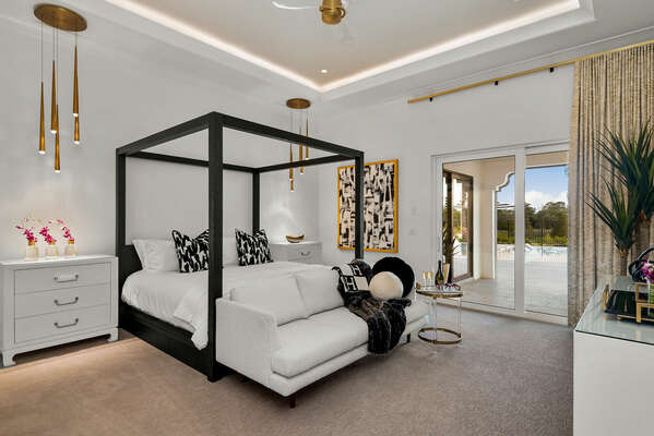 This gorgeous Master Suite has a King bed and beautiful furnishings