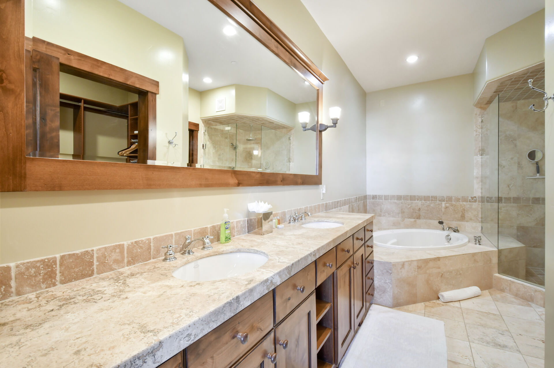 Master bathroom. Oversize luxury with jacuzzi tub and separate shower.