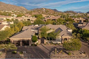 An arial view of the front of our Las Sendas home.