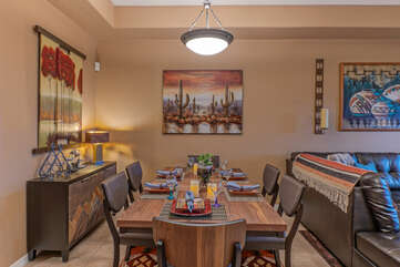 Enjoy take out from local eateries or home cooked meals in stylish dining room.