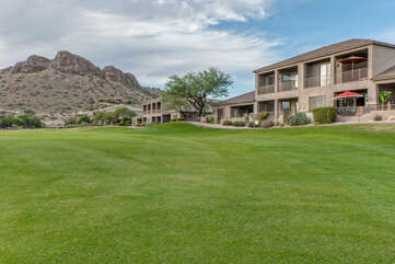 This view of Dinosaur Mountain and the Sidewinder Golf Course could be yours!