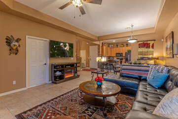 Our townhouse features ceiling fans and comfortable furnishings throughout.