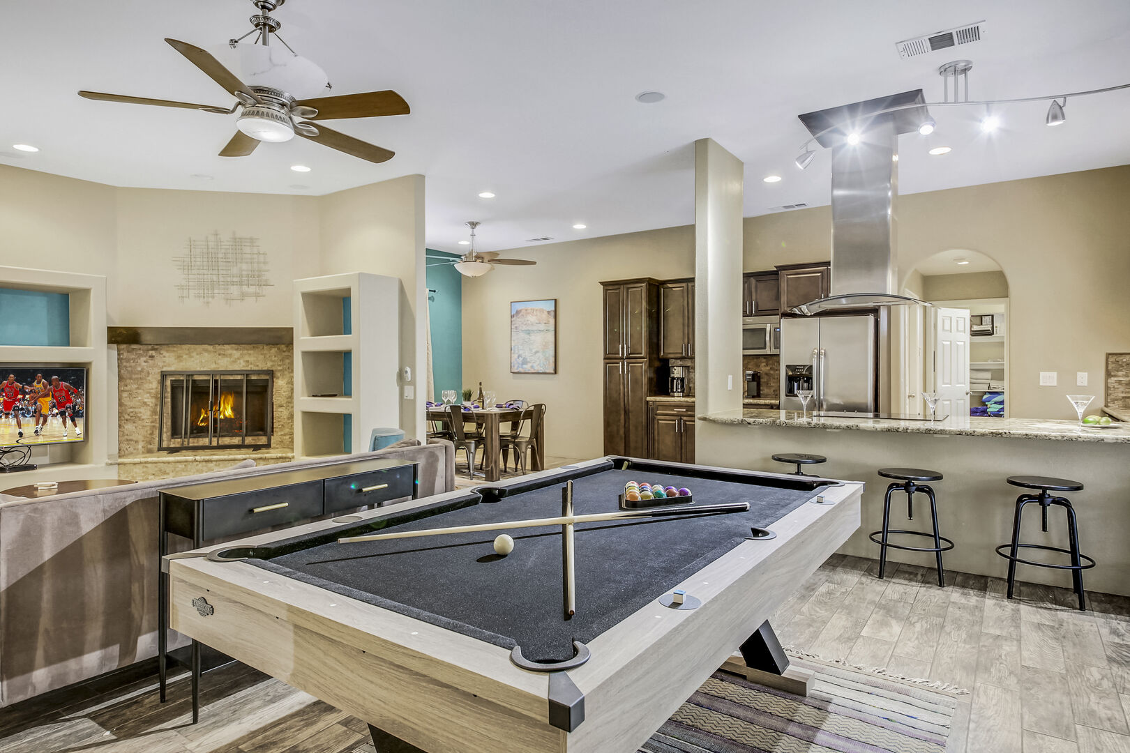 The open floor plan allows for easy mingling.