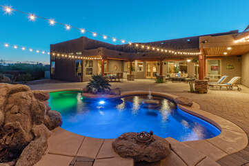 The private pool can be heated for an additional fee.