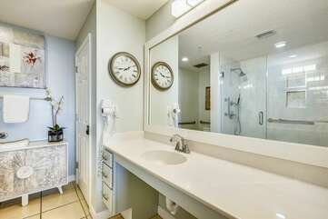 Master bathroom with custom tiled shower