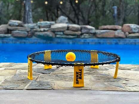Several outdoor game options including Spikeball, Bocce Ball, and Cornhole for endless outdoor fun for the whole family
