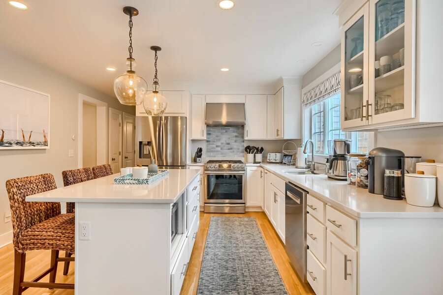Large kitchen with center island 129 Hardings Beach Rd Chatham-Cape Cod-New England Vacation Rentals