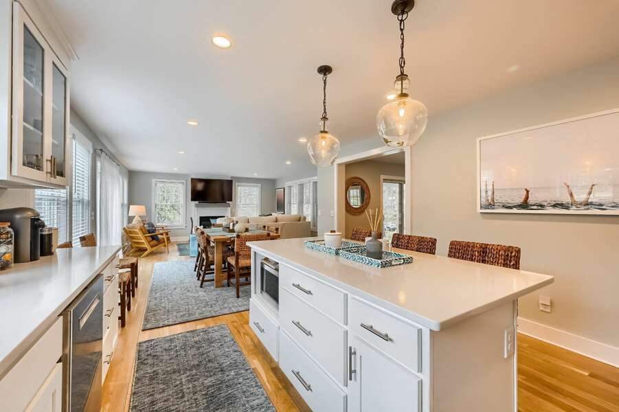 Overview of kitchen, dining and family room 129 Hardings Beach Rd Chatham-Cape Cod-New England Vacation Rentals