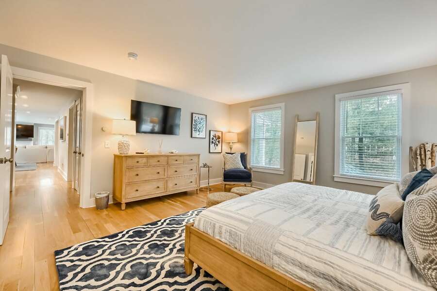 Bedroom 1 King Bedroom with flat screen TV at 129 Hardings Beach Rd Chatham-Cape Cod-New England Vacation Rentals