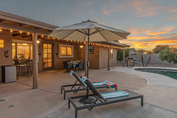Enjoy spectacular sunsets awash in color from the private pool deck.