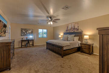 Plan on peaceful slumber in the primary bedroom with king bed, 65