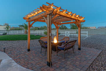 On a cool evening warm your toes in front of the propane fire pit.
