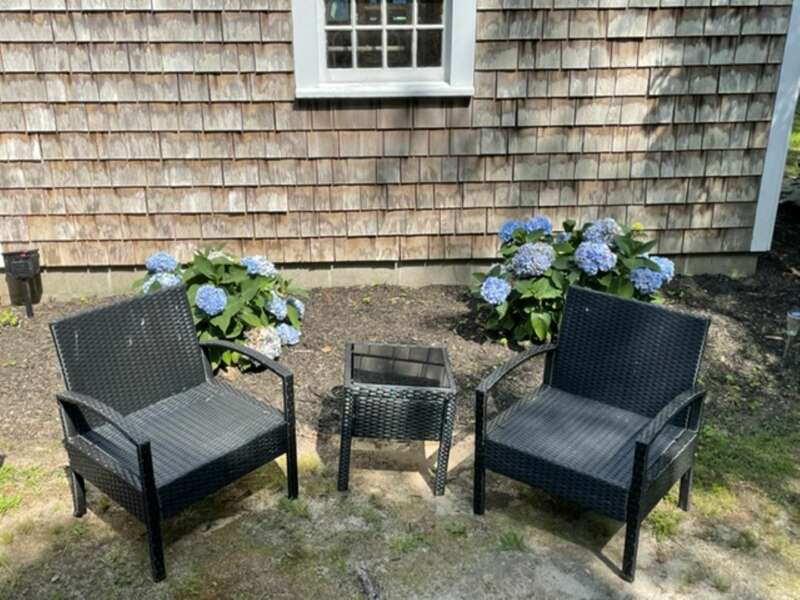Outdoor sitting area for afternoon iced tea and cookies-63 High Point Rd N Chatham - Cape Cod - New England Vacation Rentals