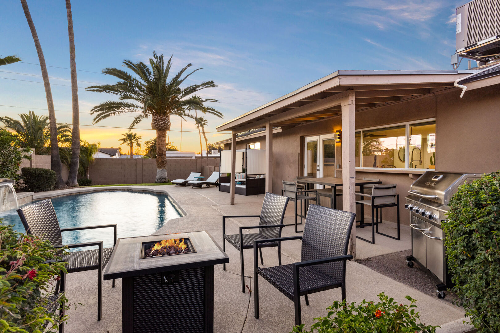 Firepit, Grill & Pool in Background