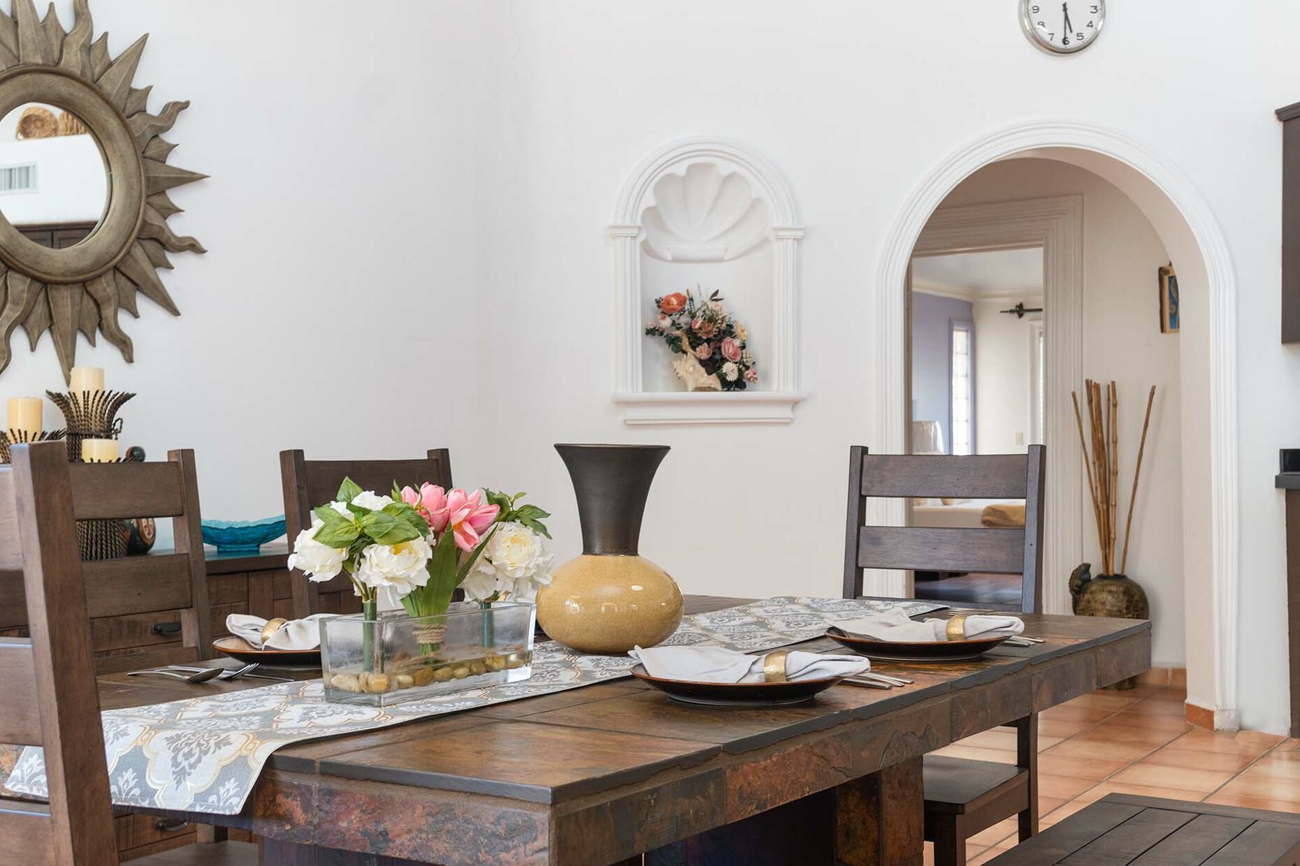 a rustic dining table invites you and your guests