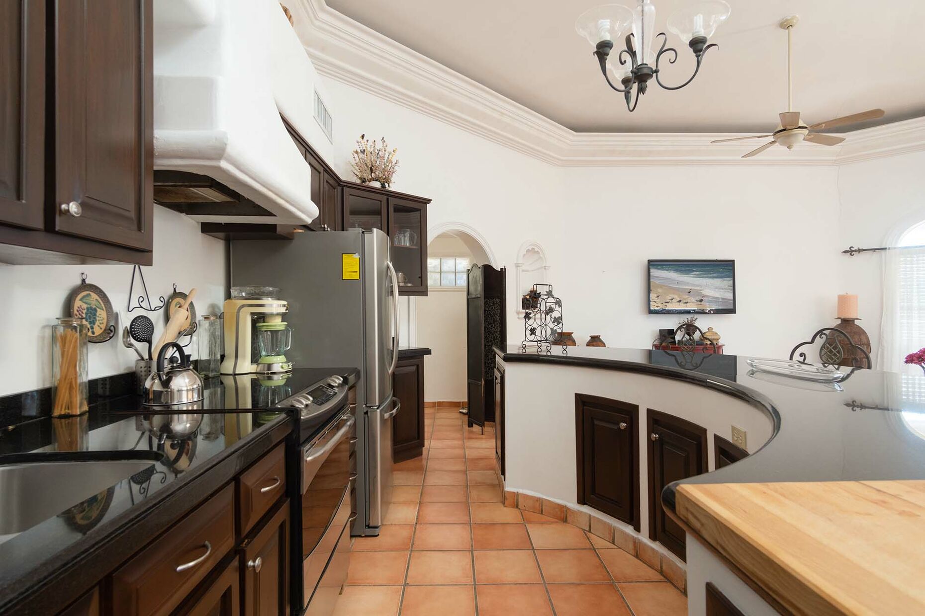 the kitchen is ample for entertaining