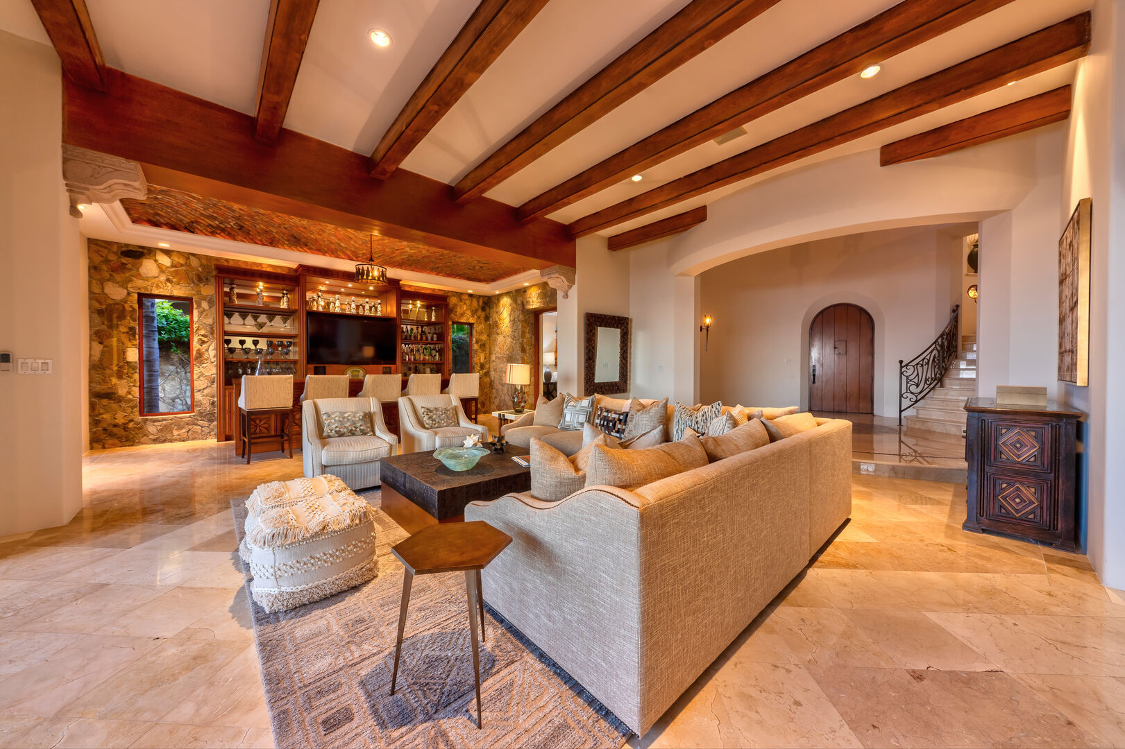 Living area in our luxury villa in Los Cabos