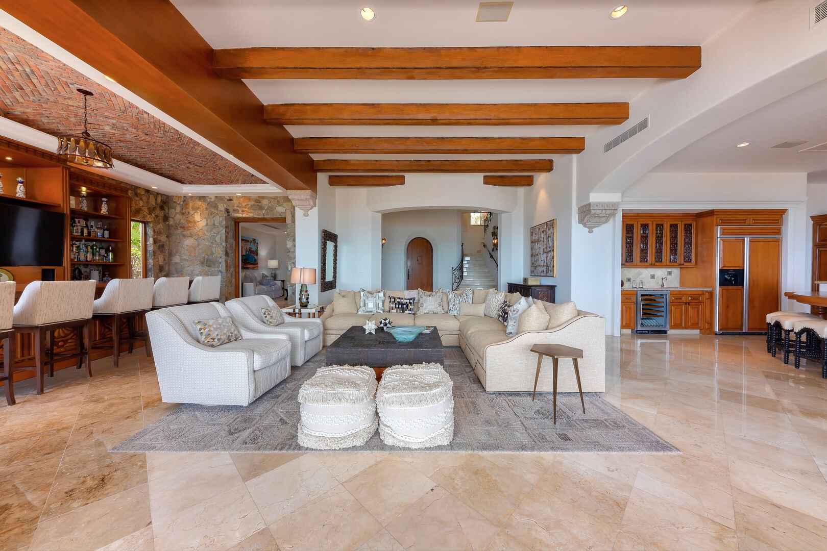 A grandeur living area in our luxury villa in Los Cabos