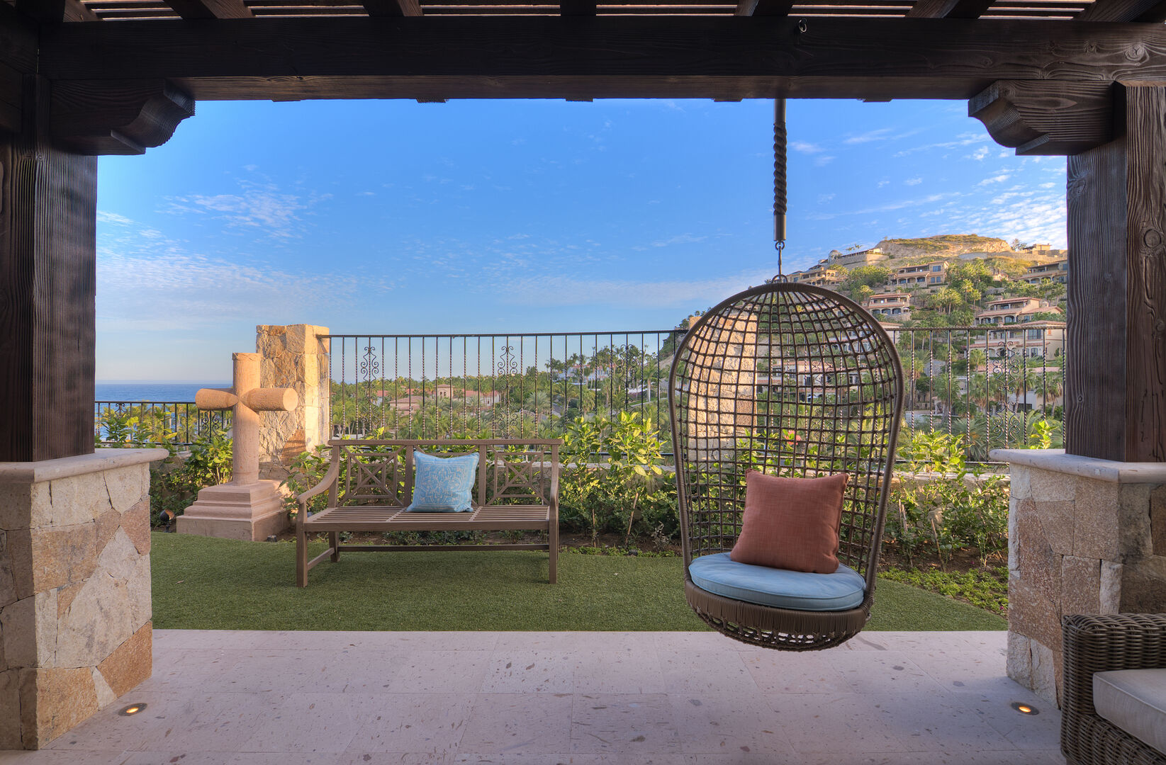 Outdoor Egg Chair and View at Casa Bella Villa