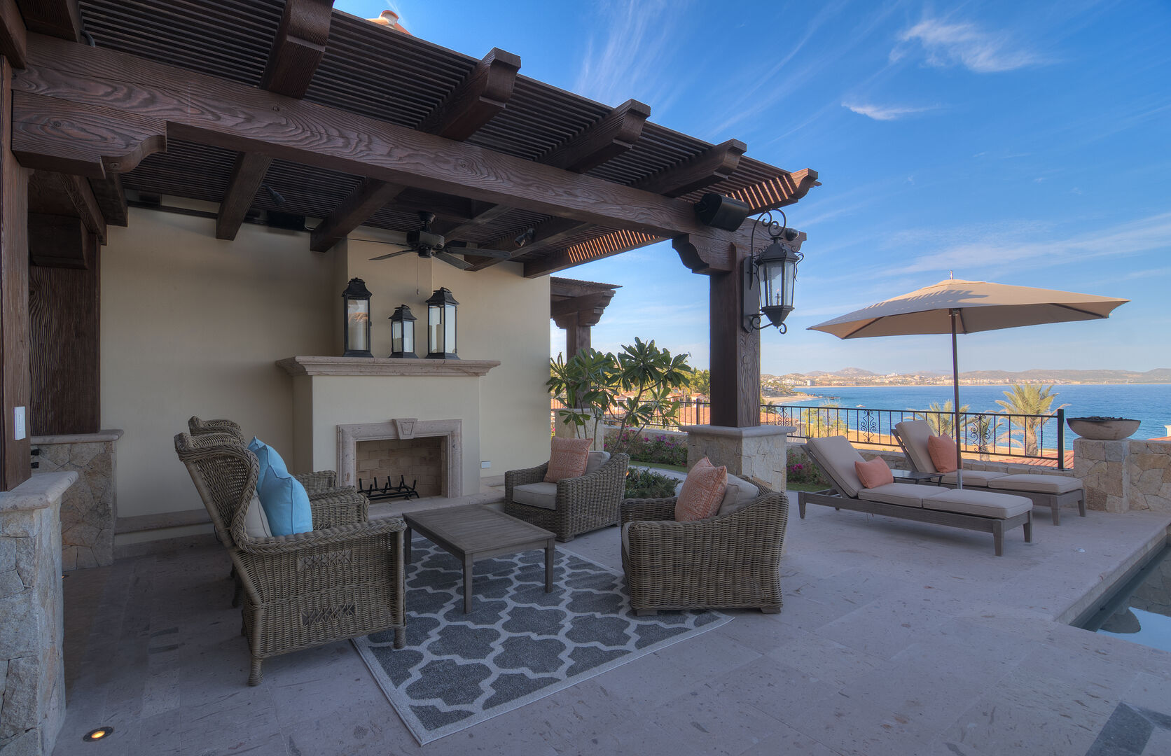 Outdoor Lounging Area at the Luxury Rental in Los Cabos