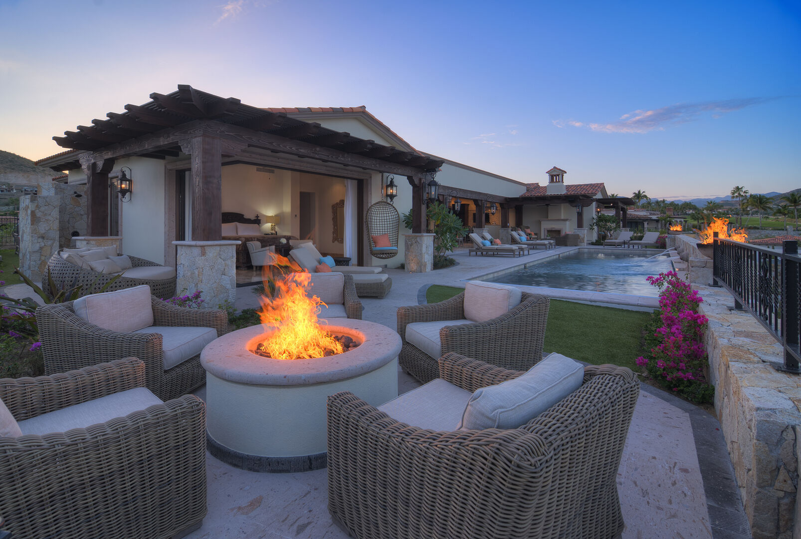 Outdoor Couches and Firepit at Casa Bell Villa, a Luxury Rental in Los Cabos
