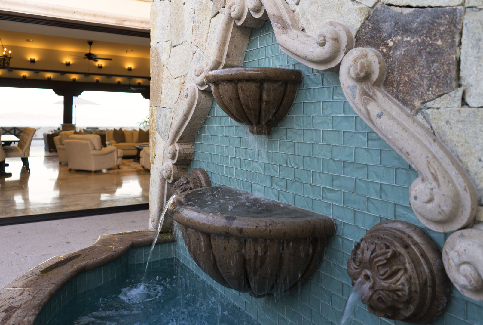 Indoor Fountain Detail at Casa Bella Villa