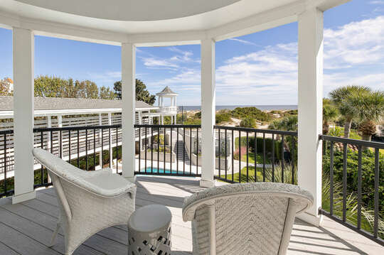 Master Suite Balcony with ocean views and overlooks the private pool