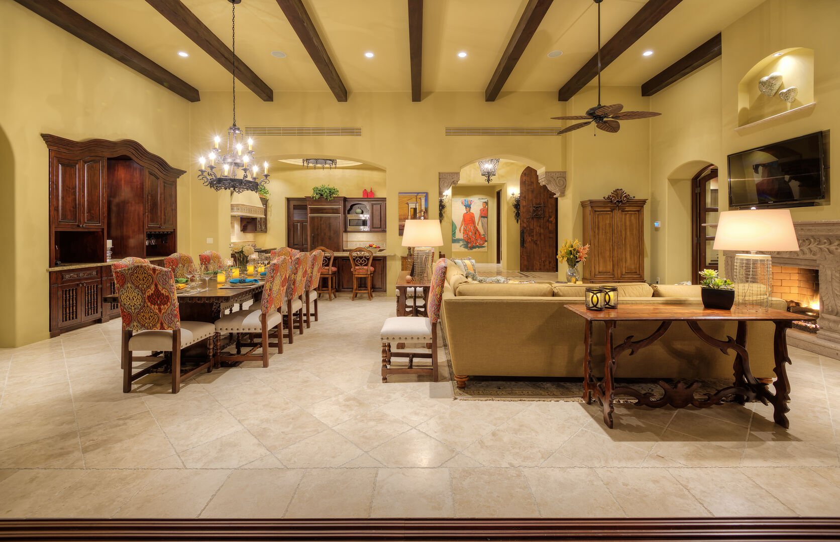 The open concept kitchen, dining, and living area at Epiritu Casita 1