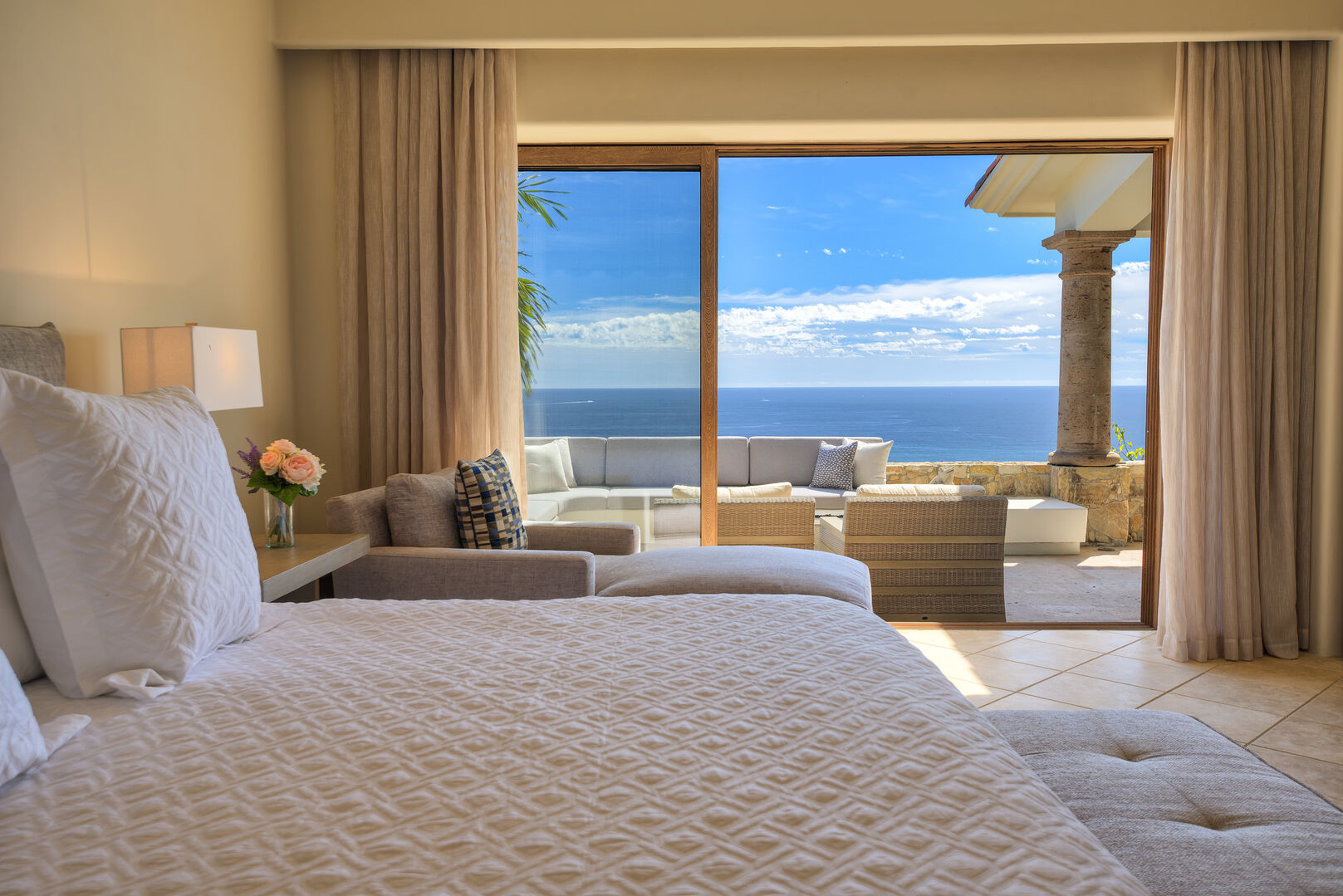 Bedroom with ocean views and one bed