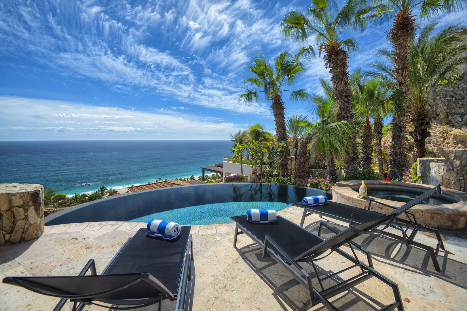 Pool overlooking the ocean at this villa located in Los Cabos