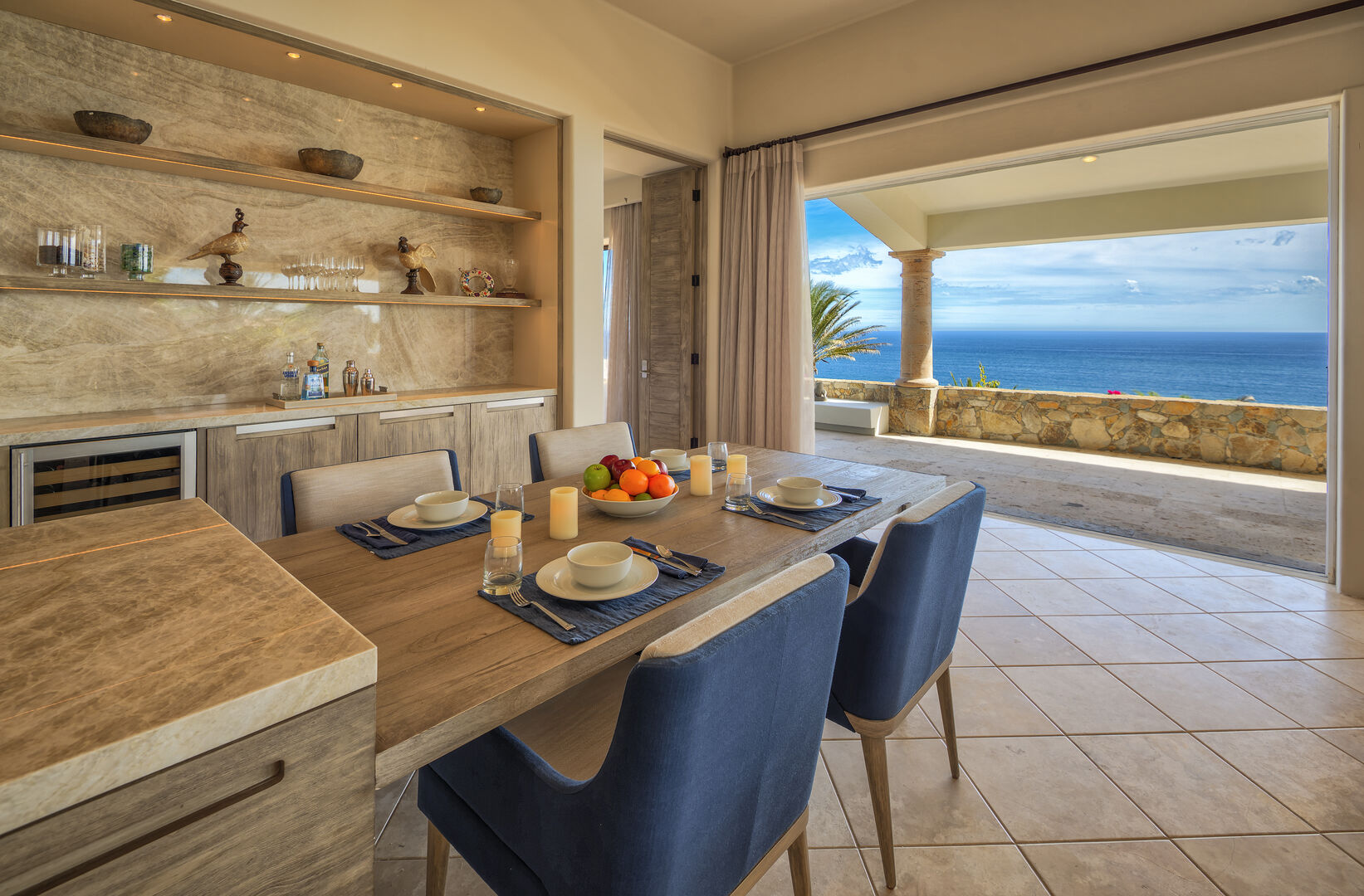 Kitchen table with nearby ocean views