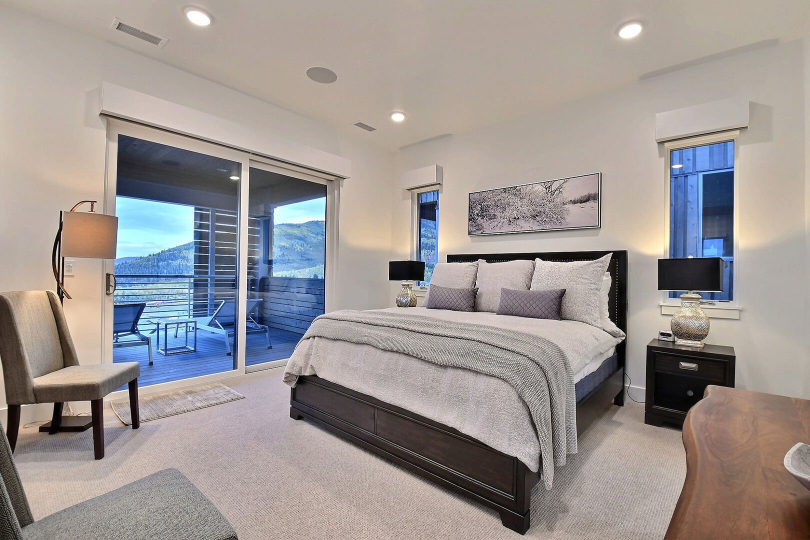 Master bedroom with private balcony.