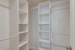 Ample closet space in master walk-in