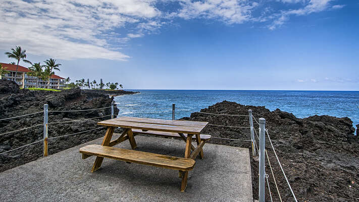 Common area ocean front picnic table