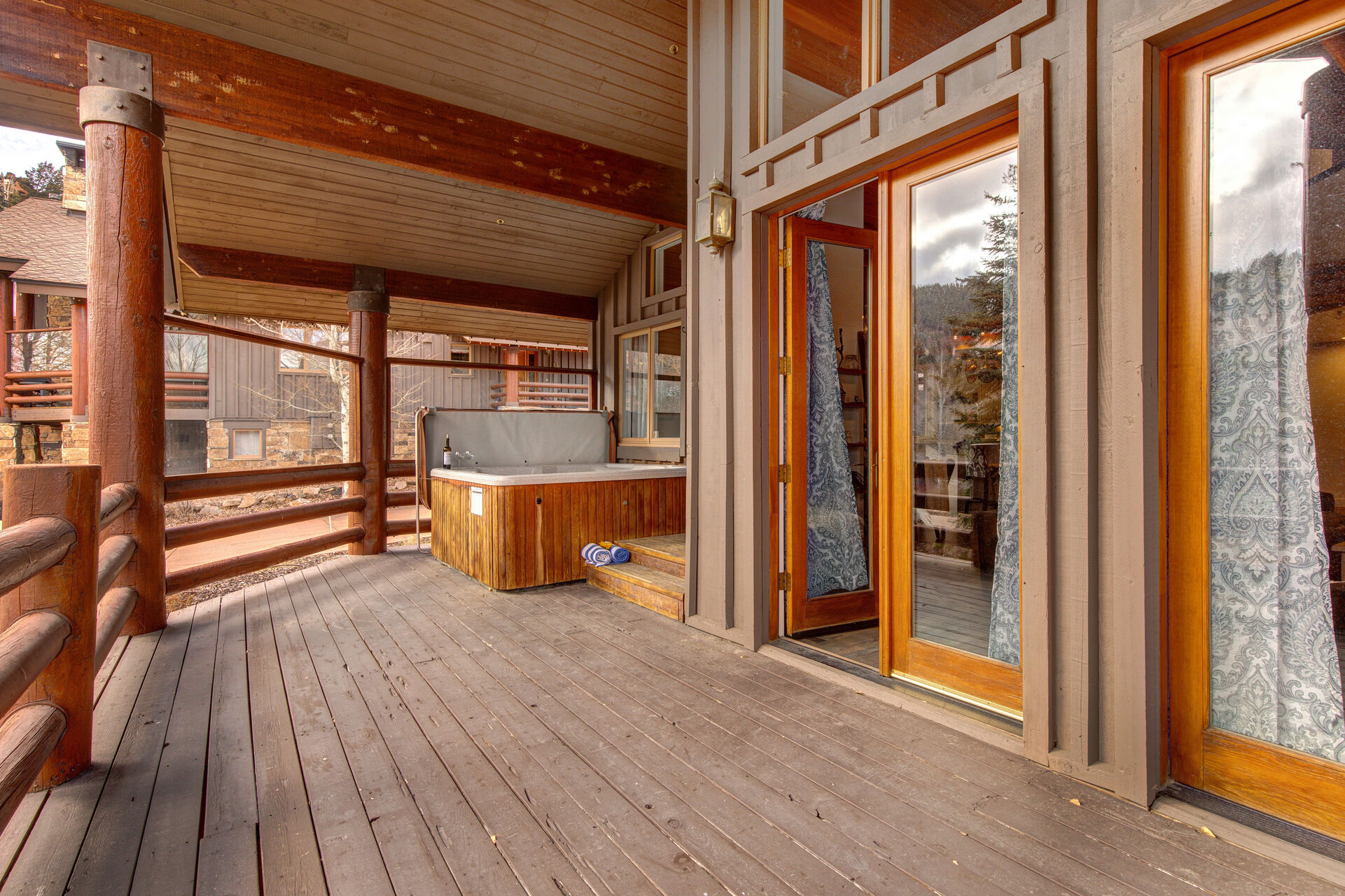 Private Deck off Living Room with BBQ grill and hot tub overlooking the Deer Valley Slopes