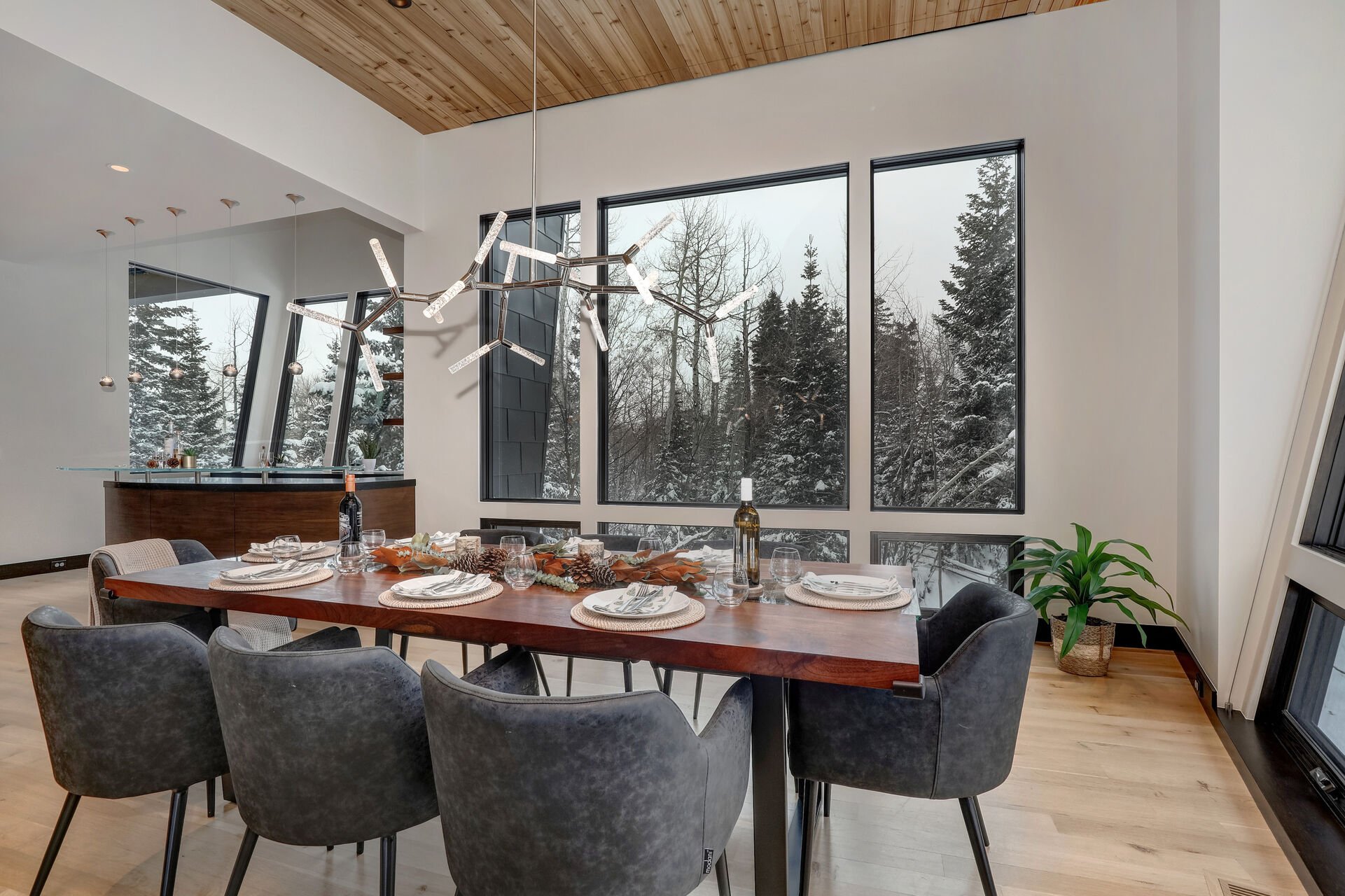 Dining Room with stunning floor to ceiling windows and seating for 8