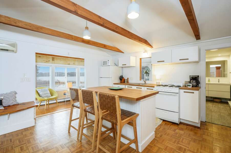 Breakfast bar with room for 3 or extra prep area for making meals - 24 Follins Pond South Dennis - Cottage on the Cove