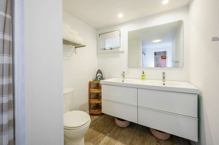 Bathroom #1 Full bathroom off of kitchen - tub/shower combination - Bass Cove Compound-24 Follins Pond-Dennis-Cape Cod